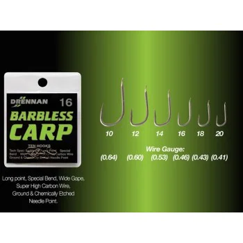 Куки единични без контра DRENNAN Barbless Carp
