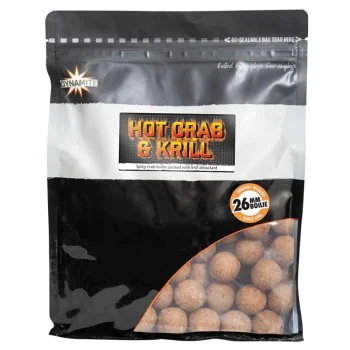 Протеинови топчета DYNAMITE BAITS Hot Crab and Krill Boilies 26mm 1kg