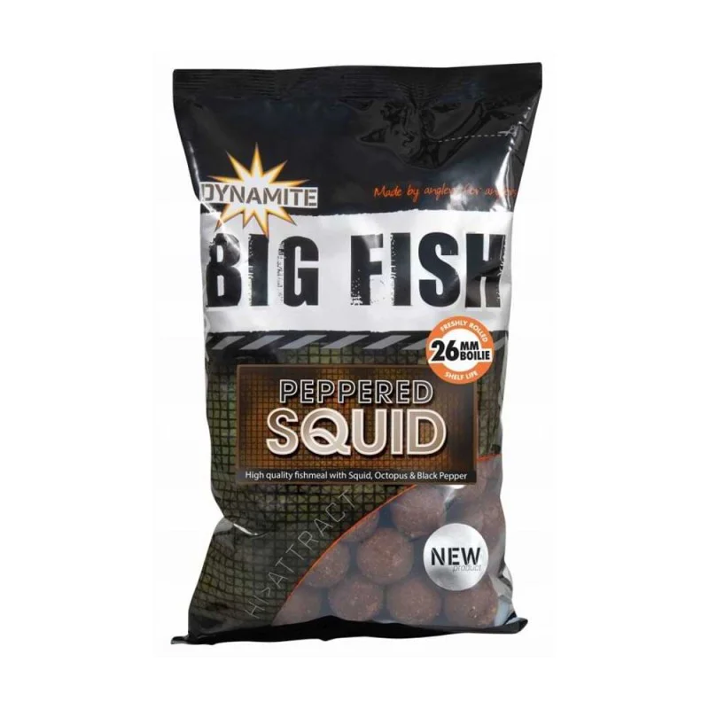 Протеинови топчета DYNAMITE BAITS Peppered Squid Boilies 26mm 1kg