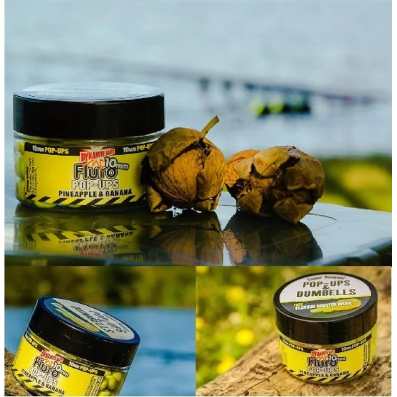 Плуващи дъмбели DYNAMITE BAITS Pineapple Banana Fluro Pop-Ups - Dumbells