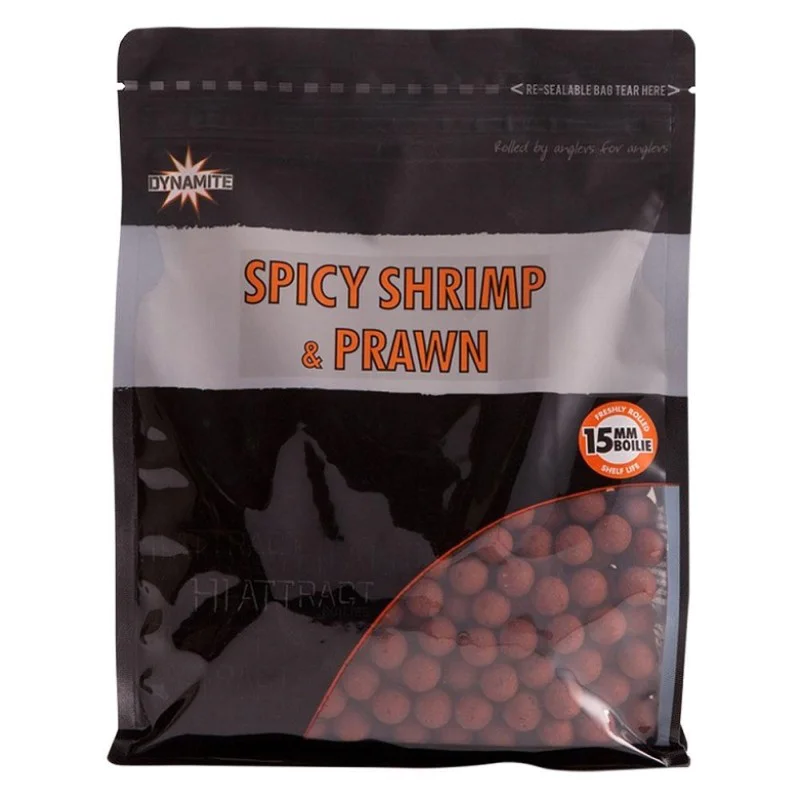 Протеинови топчета DYNAMITE BAITS Spicy Shrimp and Prawn Boilies 1kg