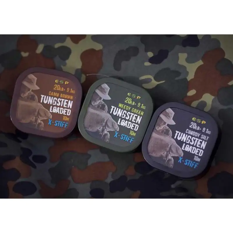 Плетено влакно за повод ESP Tungsten Loaded 20 lb Camo Brown X-Stiff