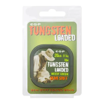 Плетено влакно за повод ESP Tungsten Loaded 20lb Weedy Green Semi Stiff