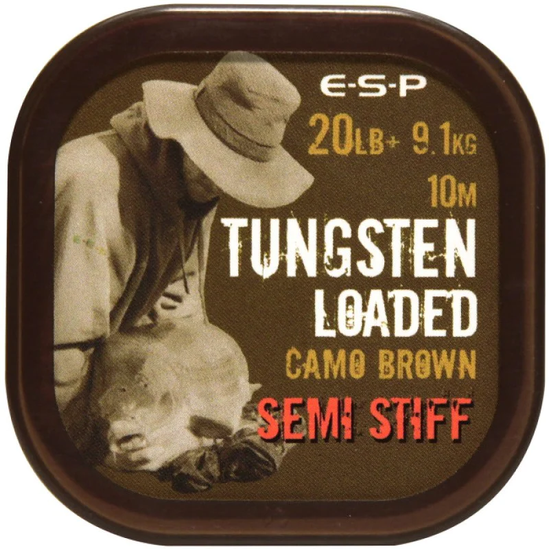 Плетено влакно за повод ESP Tungsten Loaded 20lb Camo Brown - Semi Stiff