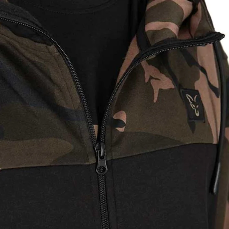 Суитшърт FOX LW Black with Camo Split Zip Hoody