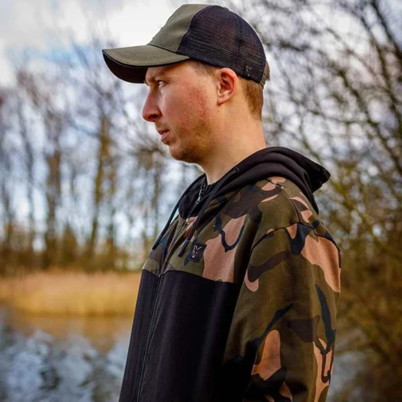 Суитшърт FOX LW Black with Camo Split Zip Hoody