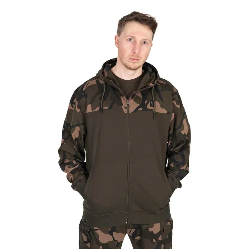 Суитшърт FOX LW Khaki with Camo Split Zip Hoody