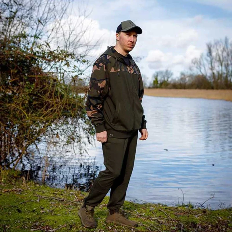 Суитшърт FOX LW Khaki with Camo Split Zip Hoody