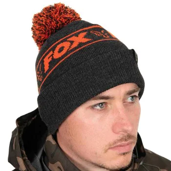 Зимна шапка FOX Collection Bobbles - Black and Orange