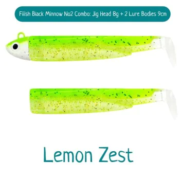 Силиконова примамка FIIISH Black Minnow No2 Combo Jig Head 8g - 2 Lure Bodies 9cm