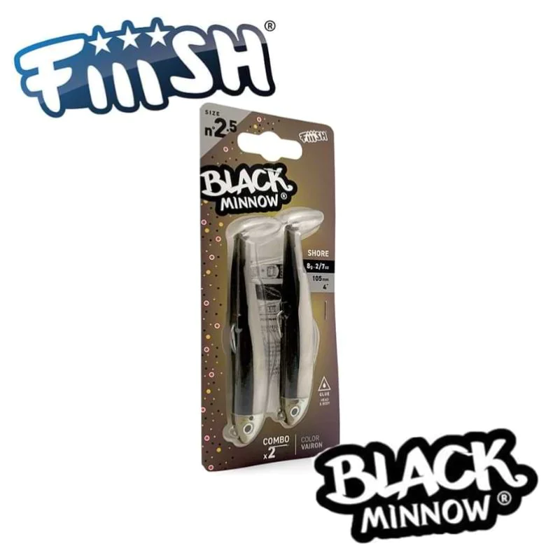 Силиконови примамки FIIISH Black Minnow No2.5 Double Combo 2 Jig Heads 8g - 2 Lure Bodies 10.5cm