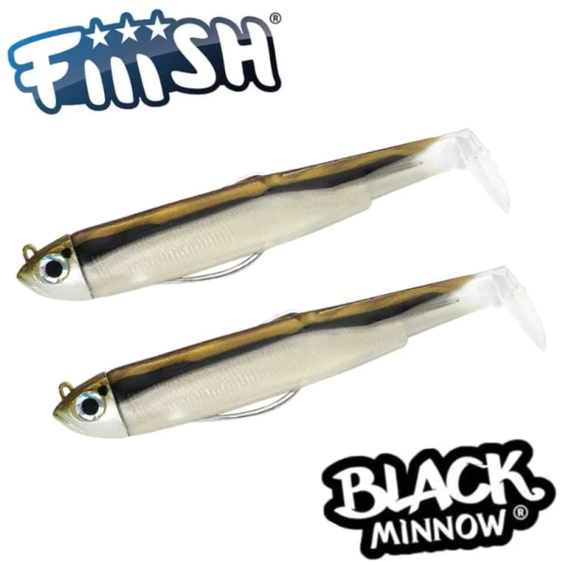 Силиконови примамки FIIISH Black Minnow No2.5 Double Combo 2 Jig Heads 8g - 2 Lure Bodies 10.5cm