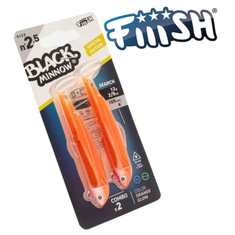 Силиконови примамки FIIISH Black Minnow No2.5 Double Combo 2 Jig Heads 12g - 2 Lure Bodies 10.5cm