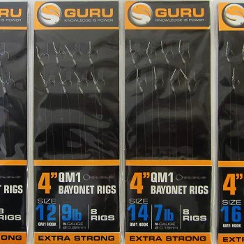 Вързани куки GURU QM1 Bayonet Ready Rigs 4 inch 10 cm
