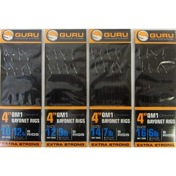 Вързани куки GURU QM1 Bayonet Ready Rigs 4 inch 10 cm