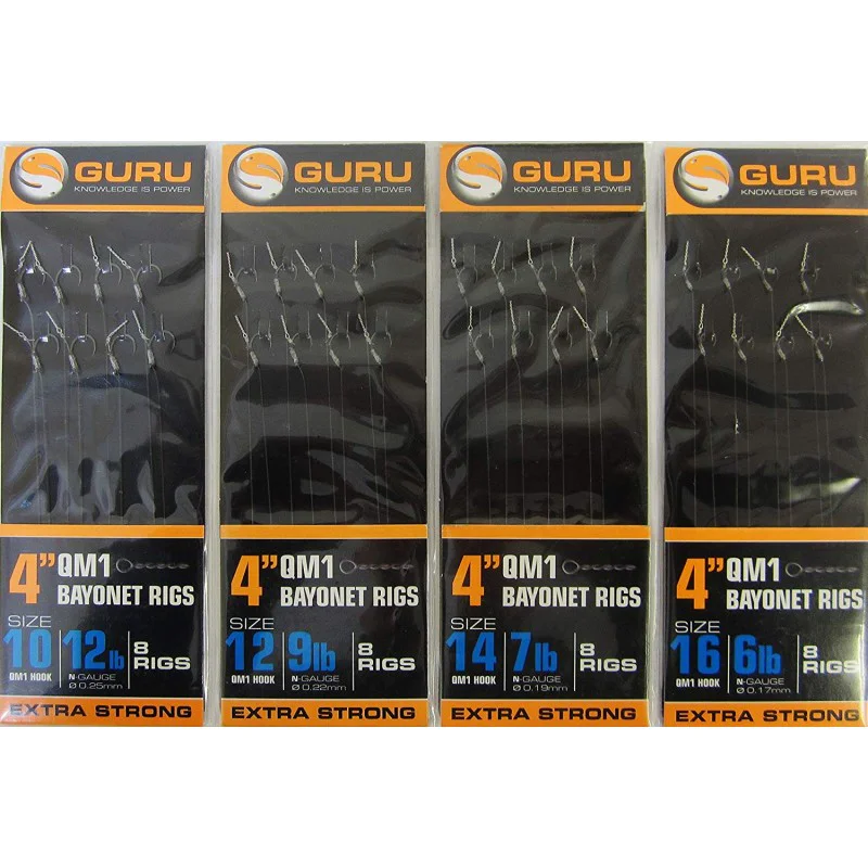 Вързани куки GURU QM1 Bayonet Ready Rigs 4 inch 10 cm