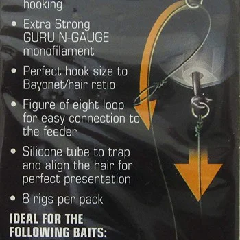 Вързани куки GURU QM1 Bayonet Ready Rigs 4 inch 10 cm