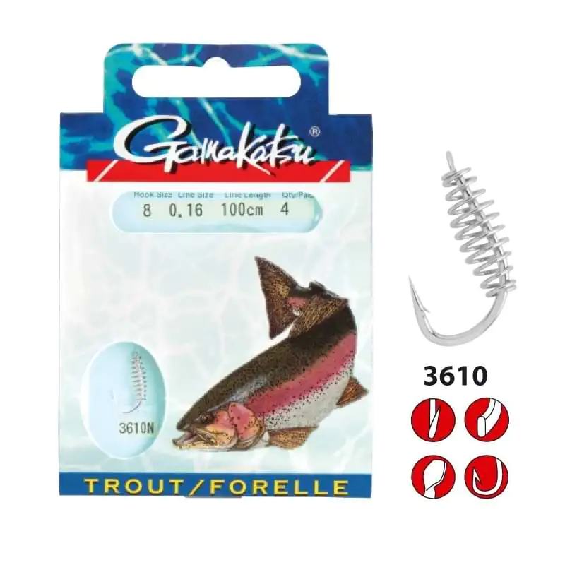 Вързани куки GAMAKATSU Trout LS-3610 Nikel Spiral 100cm