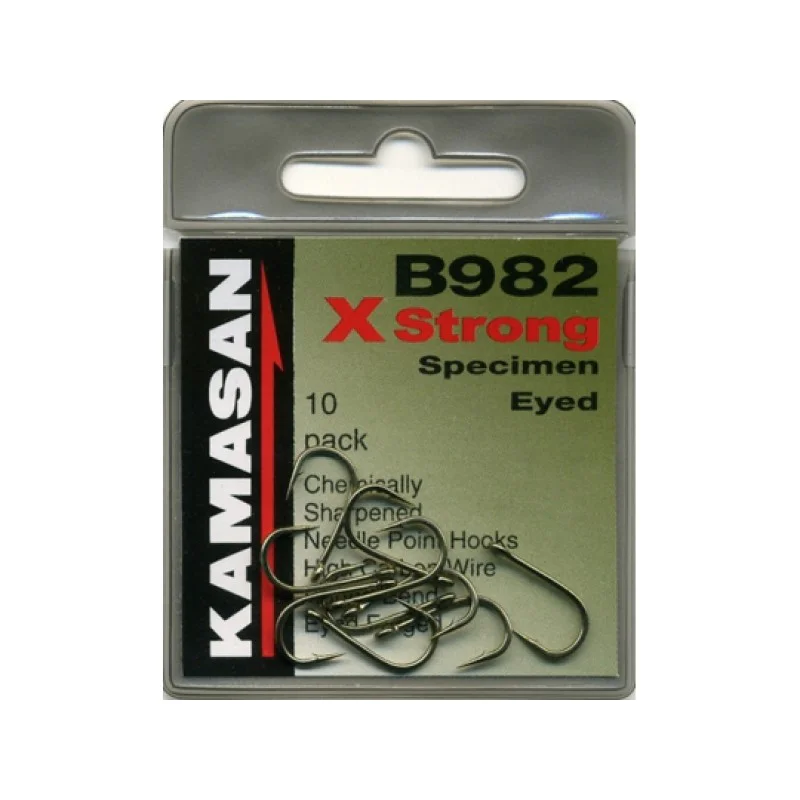 Куки шаранджийски KAMASAN B982 Eyed X Strong