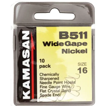 Куки единични KAMASAN B511 Wide Gape Nickel