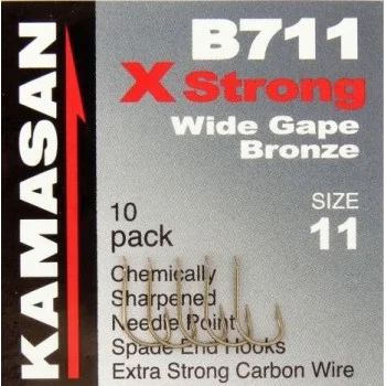 Куки единични KAMASAN B711 X-Strong Wide Gape Bronze