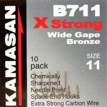 Куки единични KAMASAN B711 X-Strong Wide Gape Bronze