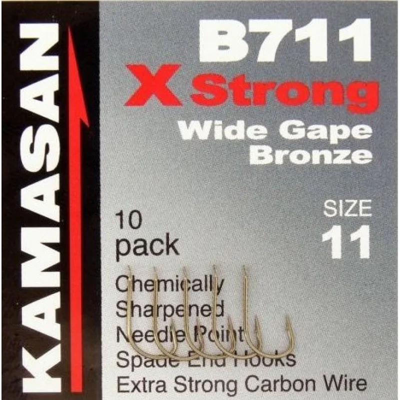 Куки единични KAMASAN B711 X-Strong Wide Gape Bronze