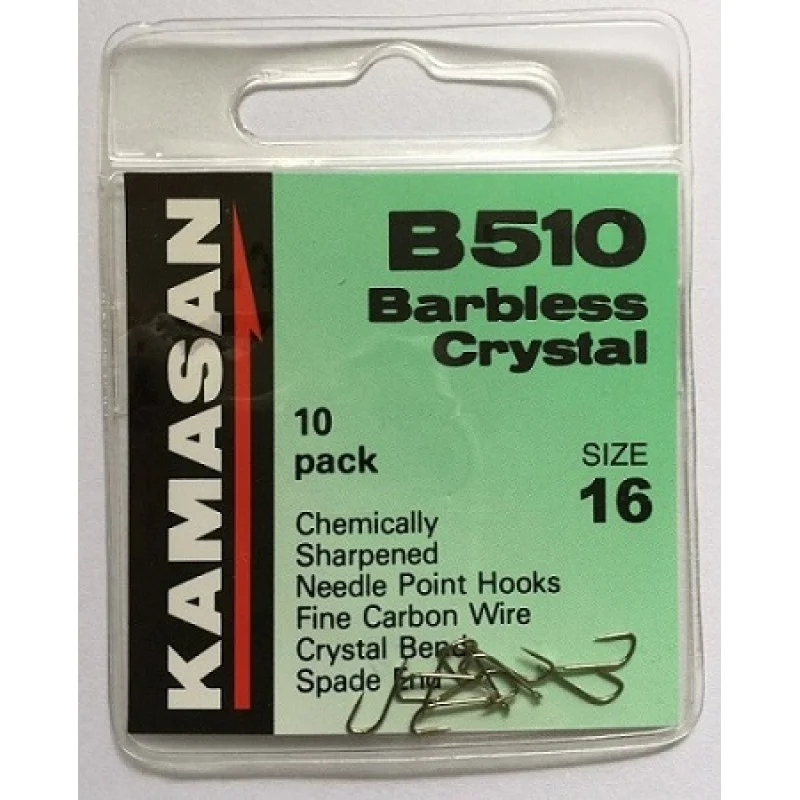 Куки единични без контра KAMASAN B510 Spade End Barbless Crystal