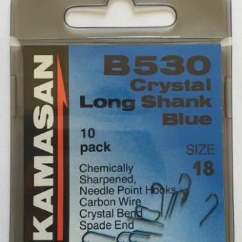 Куки единични KAMASAN B530 Crystal Long Shank Blue