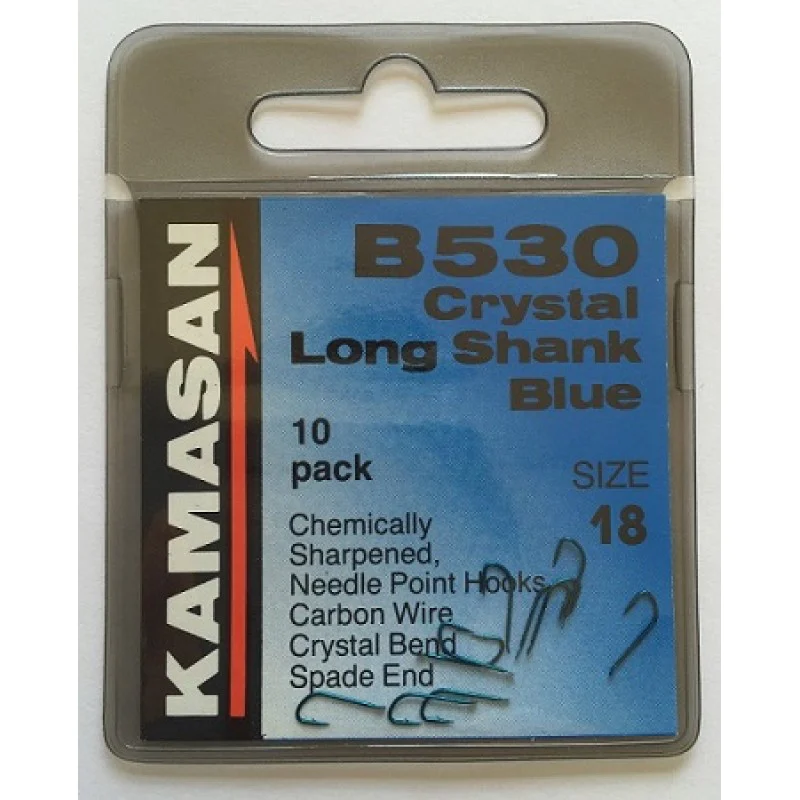 Куки единични KAMASAN B530 Crystal Long Shank Blue