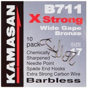 Куки единични без контра KAMASAN B711 X Strong Wide Gape Barbless