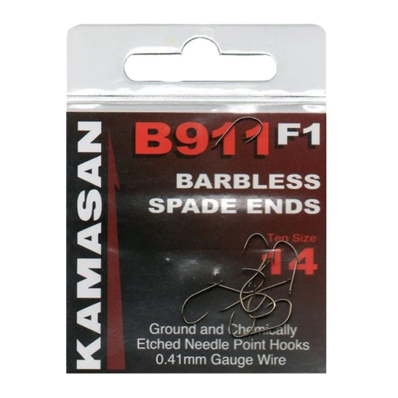 Куки единични без контра KAMASAN B911 F1 Barbless Spade End