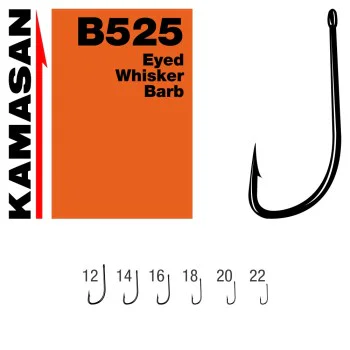 Куки единични с ухо KAMASAN B525 Eyed Whisker Barb