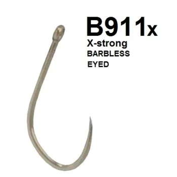 Куки единични без контра KAMASAN B911 X-strong Barbless Eyed
