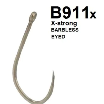 Куки единични без контра KAMASAN B911 X-strong Barbless Eyed