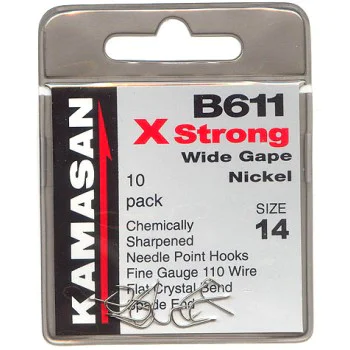 Куки единични KAMASAN B611 X Strong Wide Gape Nickel