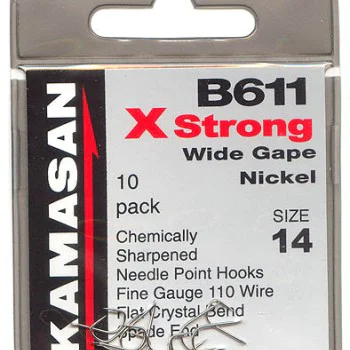 Куки единични KAMASAN B611 X Strong Wide Gape Nickel
