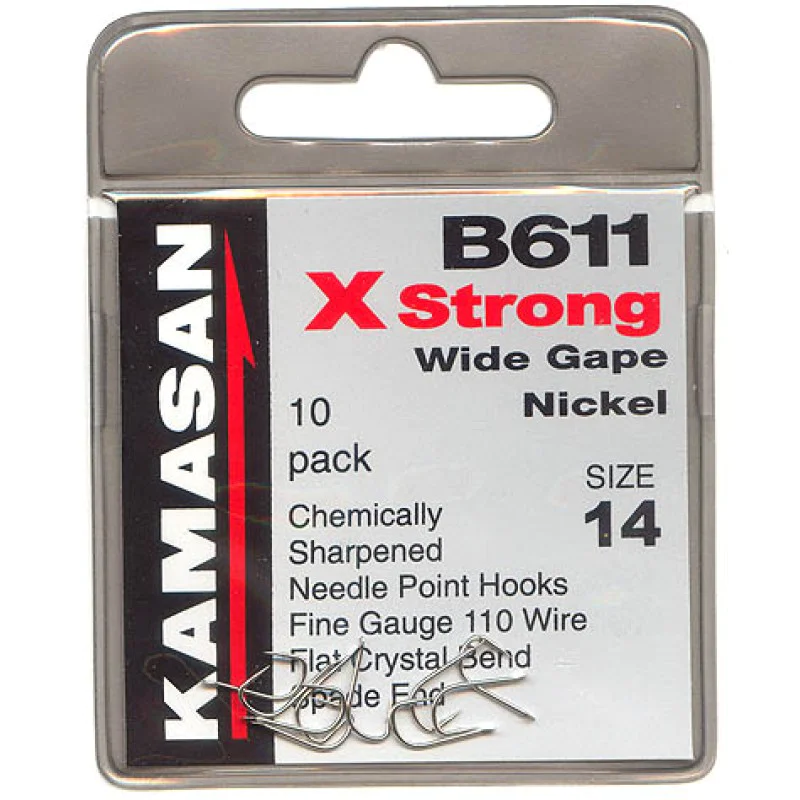 Куки единични KAMASAN B611 X Strong Wide Gape Nickel