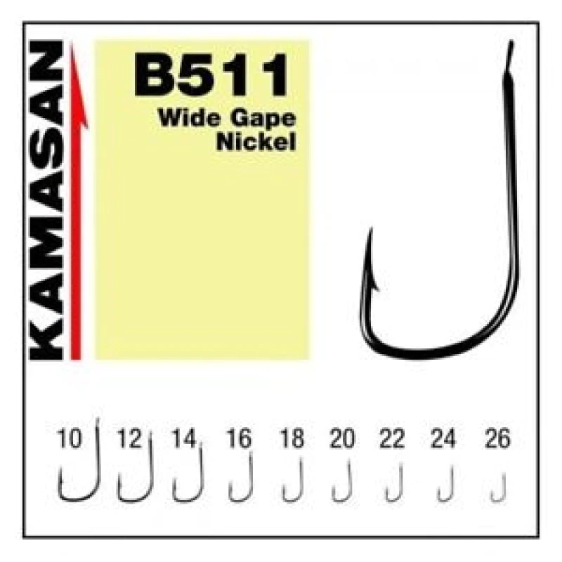 Куки единични KAMASAN B511 Wide Gape Nickel