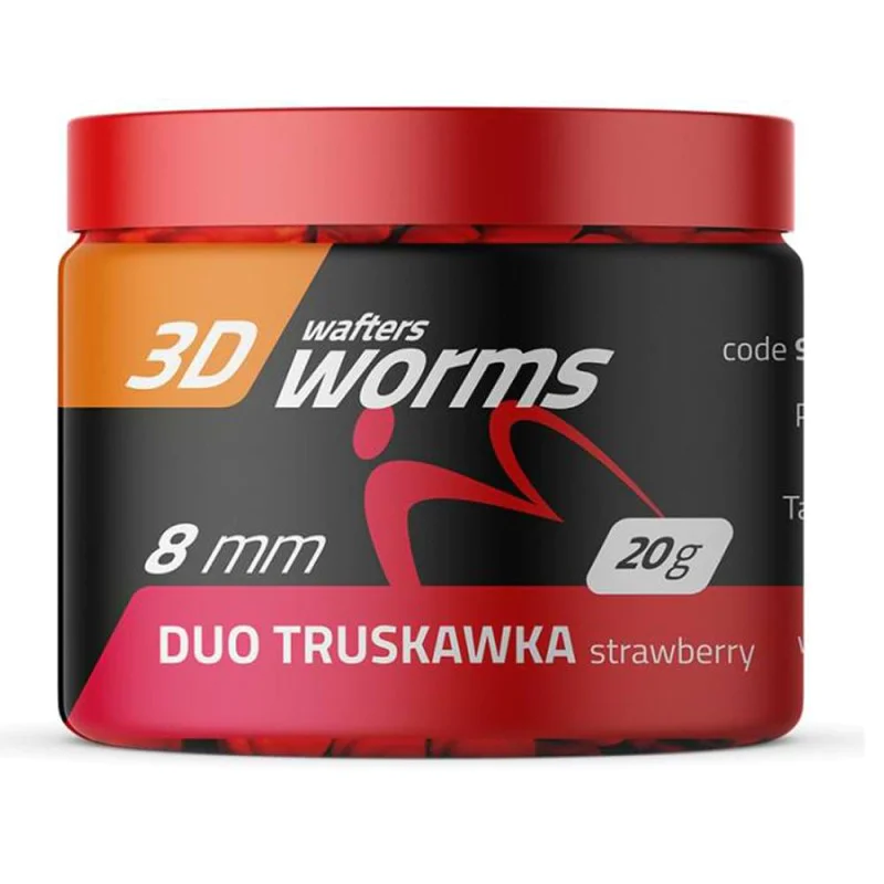 Уафтери MatchPro Top Worms Wafters 3D 8mm 20g Duo Strawberry
