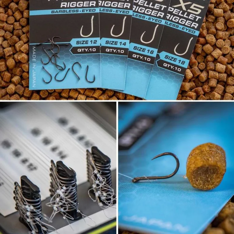 Куки единични MATRIX X5 F1 Pellet Rigger Barbless Eyed