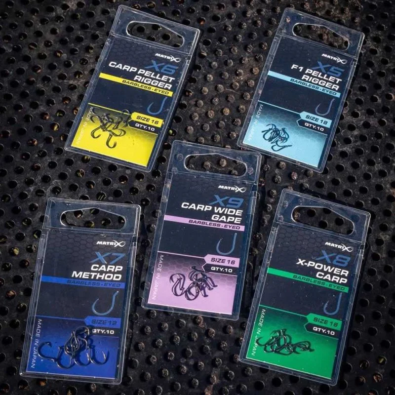 Куки единични MATRIX X5 F1 Pellet Rigger Barbless Eyed