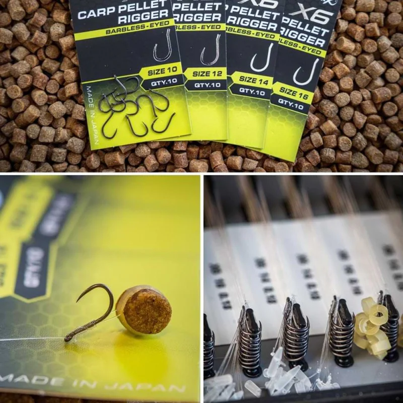 Куки единични MATRIX X6 Carp Pellet Rigger Barbless Eyed