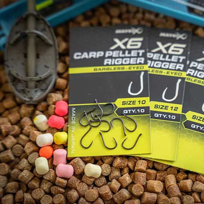 Куки единични MATRIX X6 Carp Pellet Rigger Barbless Eyed