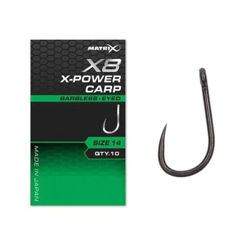 Куки единични MATRIX X8 X-Power Carp Barbless Eyed