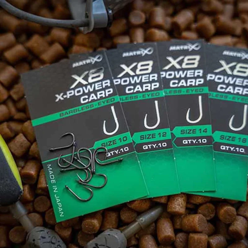Куки единични MATRIX X8 X-Power Carp Barbless Eyed