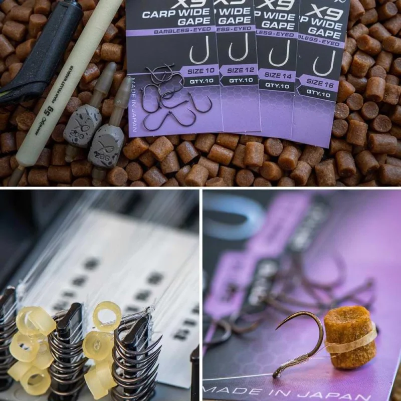 Куки единични MATRIX X9 Carp Wide Gape Barbless Eyed