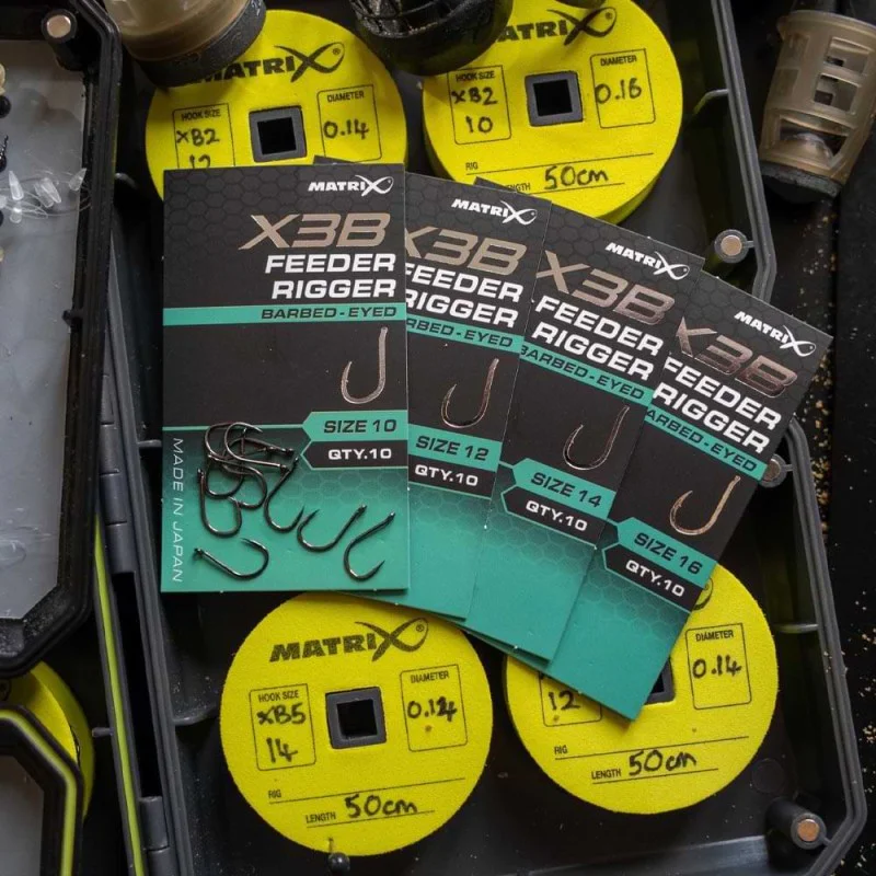Куки единични MATRIX X3B Feeder Rigger Barbed Eyed