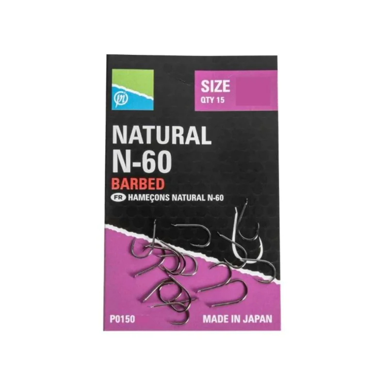 Куки единични PRESTON Natural N-60