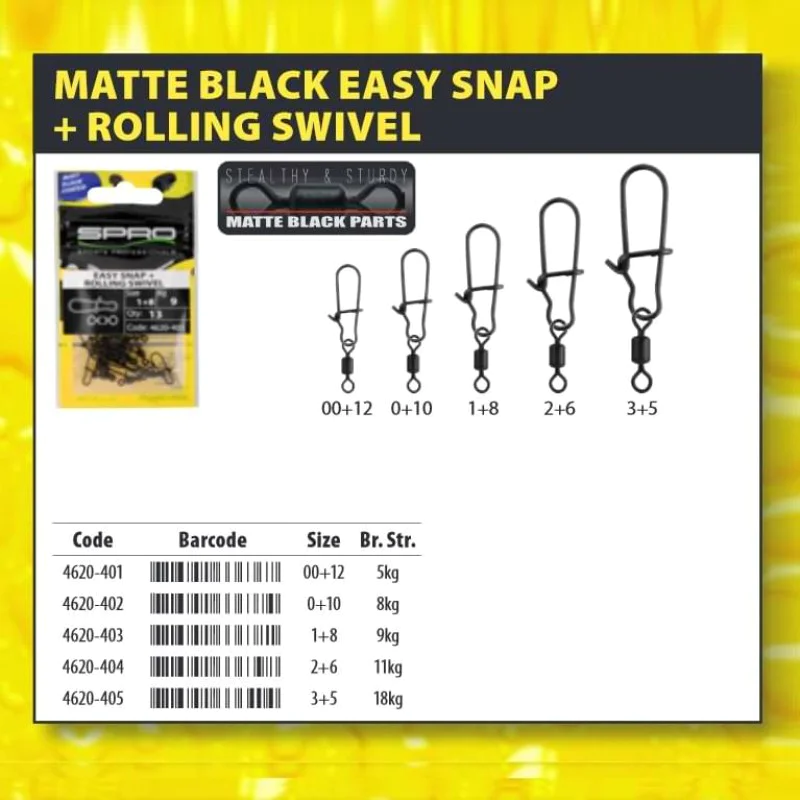 Карабинка с вирбел SPRO Matte Black Easy Snap Rolling Swivel